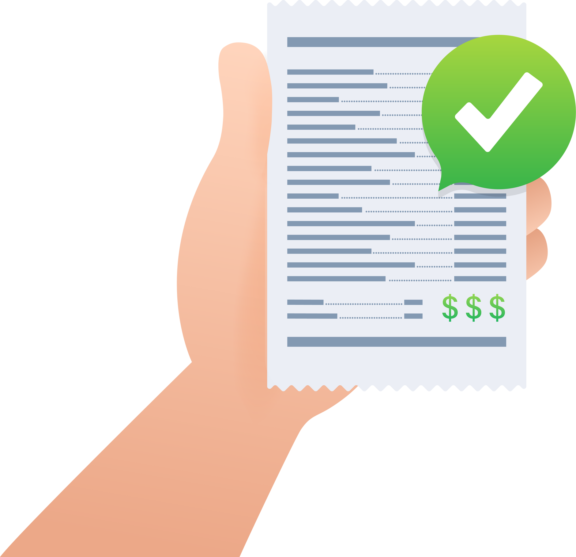 Vector Illustration of Approved and Declined Receipts with Checkmark and